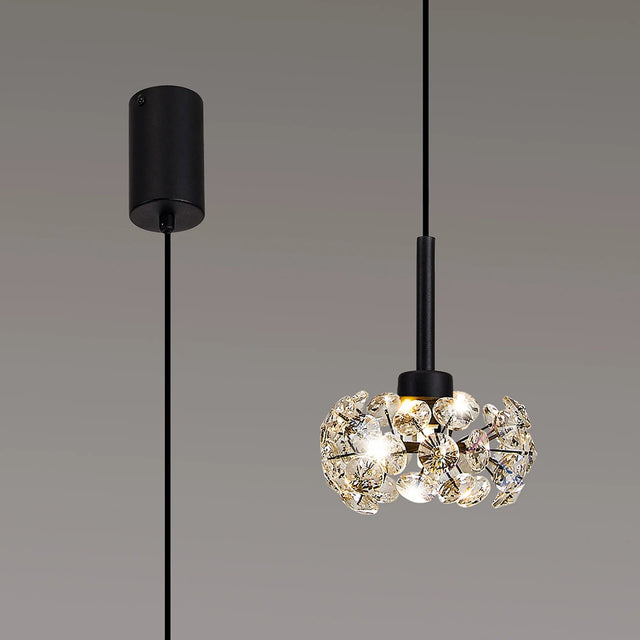 Byrne 1 x G9 2m Single Pendant With Satin Black/Crystal Shade