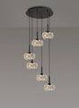 Byrne 6 x G9 2.5m Round Multiple Pendant With Satin Black/Crystal Shade