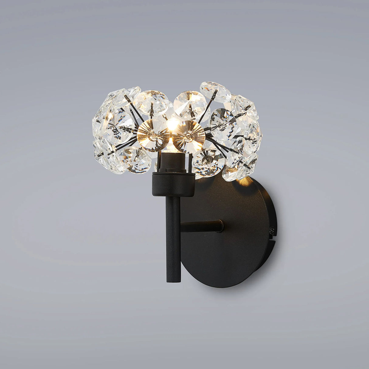 Byrne 1 x G9 Switched Wall Lamp With Satin Black/Crystal Shade