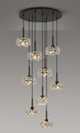 Byrne 9 x G9 2.5m Round Multiple Pendant/Crystal Shade, Satin Black