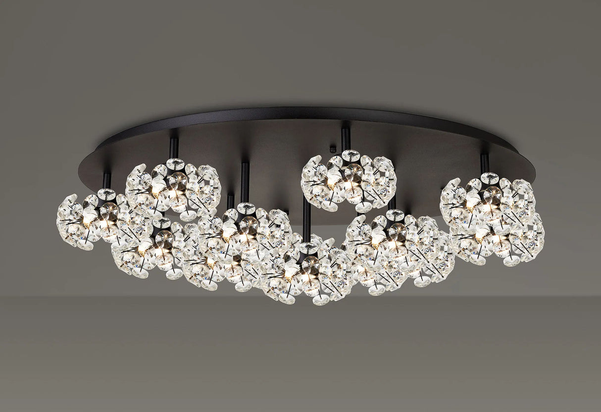 Byrne Satin Black Round 13 x G9 Flush Light Satin Black & Crystal Shade