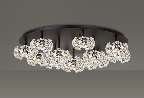 Byrne Satin Black Round 13 x G9 Flush Light Satin Black & Crystal Shade