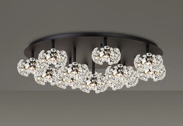 Byrne Satin Black Round 13 x G9 Flush Light Satin Black & Crystal Shade