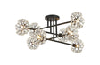 Byrne Satin Black 8 x G9 Crossed Arm Semi Flush Light Satin Black & Crystal Shade