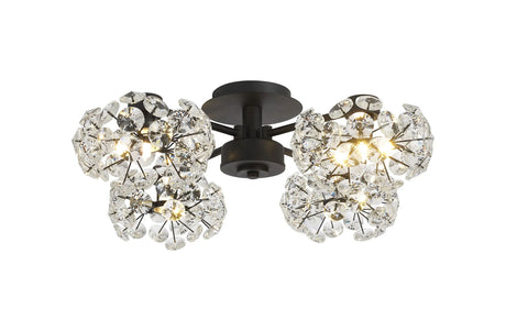 Byrne Satin Black 4 x G9 Flush Light Satin Black & Crystal Shade