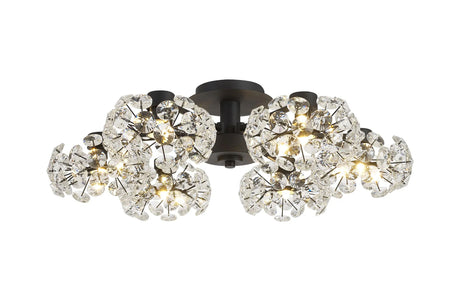 Byrne Satin Black 6 x G9 Flush Light Satin Black & Crystal Shade