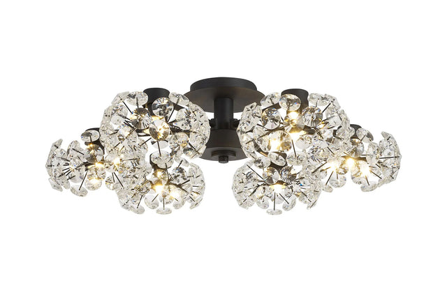 Byrne Satin Black 6 x G9 Flush Light Satin Black & Crystal Shade