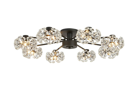 Byrne Satin Black 8 x G9 Flush Light Satin Black & Crystal Shade