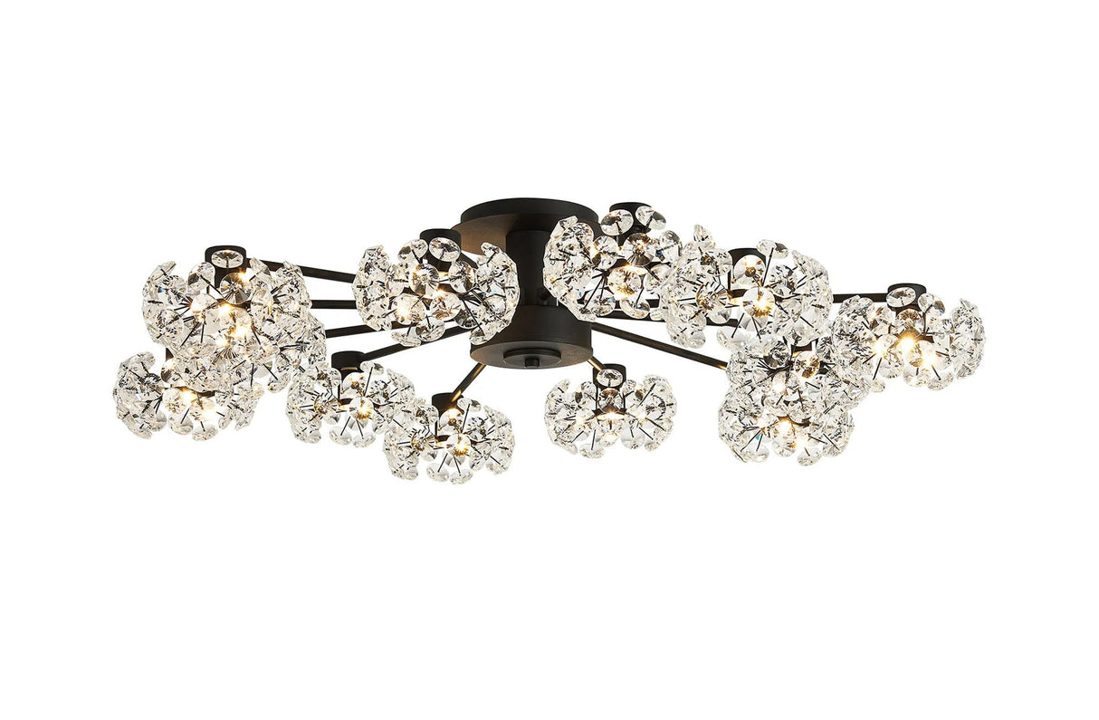 Byrne Satin Black 12 x G9 Flush Light Satin Black & Crystal Shade