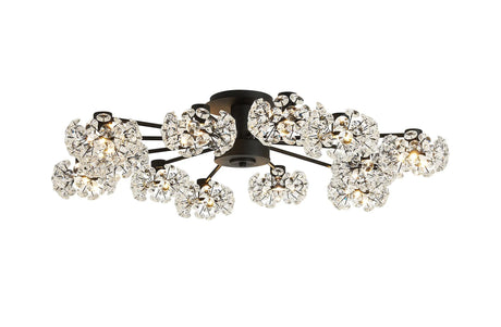 Byrne Satin Black 12 x G9 Flush Light Satin Black & Crystal Shade