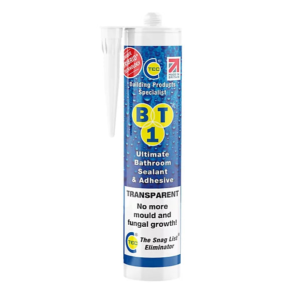 BT1 Clear Polymer-based Bathroom & kitchen Cartridge Sanitary sealant, 290ml