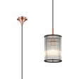 Cailagan 1.9m Single Pendant With 17.5 x 25cm Glass Rod Shade, 1 x E27, Satin Copper/Clear