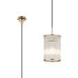 Cailagan 1.9m Single Pendant With 17.5 x 25cm Glass Rod Shade, 1 x E27, French Gold/Clear