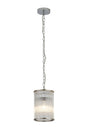 Cailagan 1.2m Chain Single Pendant With 17.5 x 25cm Glass Rod Shade, 1 x E27, Polished Chrome/Clear