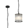 Cailagan 1.2m Chain Single Pendant With 21 x 20cm Glass Rod Shade, 1 x E27, Matt Black/Clear