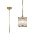 Cailagan 1.2m Chain Single Pendant With 21 x 20cm Glass Rod Shade, 1 x E27, French Gold/Clear