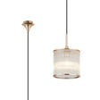 Cailagan 1.9m Single Pendant With 21 x 20cm Glass Rod Shade, 1 x E27, French Gold/Clear
