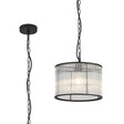 Cailagan 1.2m Chain Single Pendant With 30 x 20cm Glass Rod Shade, 1 x E27, Matt Black/Clear