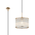 Cailagan 1.9m Single Pendant With 30 x 20cm Glass Rod Shade, 1 x E27, French Gold/Clear