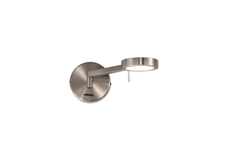 Carney Switched Adjustable Wall Lamp/Reader, 8W LED, 3000K, Satin Nickel