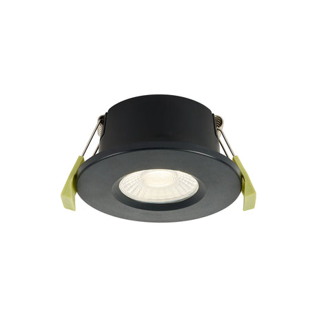 Channon 4/6/8W, Triac Dimmable 4CCT LED Fire Rated Downlight, Black Round Fixed, 400-800lm, IP65 DRIVER INC.