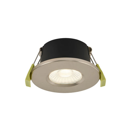 Channon 4/6/8W, Triac Dimmable 4CCT LED Fire Rated Downlight, Satin Nickel Round Fixed, 400-800lm, IP65 DRIVER INC.