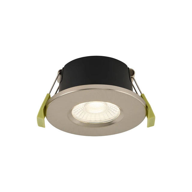 Channon 4/6/8W, Triac Dimmable 4CCT LED Fire Rated Downlight, Satin Nickel Round Fixed, 400-800lm, IP65 DRIVER INC.