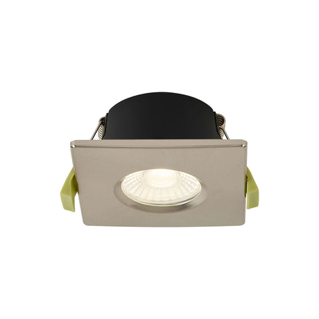 Channon 4/6/8W, Triac Dimmable 4CCT LED Fire Rated Downlight, Satin Nickel Square Fixed, 400-800lm, IP65 DRIVER INC.