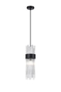 Charlton Single Pendant, 1 Light E14, IP44, Satin Black/Clear