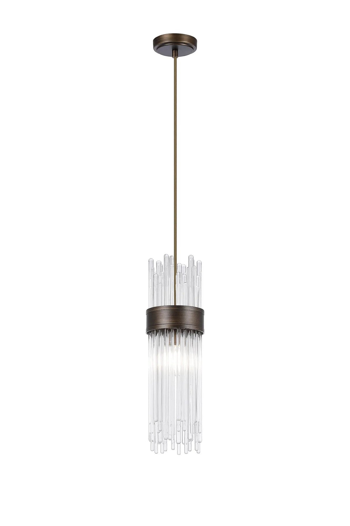 Charlton Single Pendant, 1 Light E14, IP44, Bronze/Clear