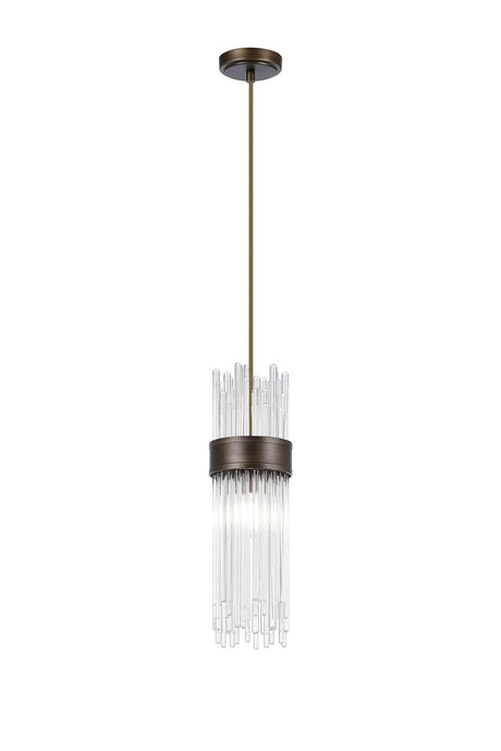Charlton Single Pendant, 1 Light E14, IP44, Bronze/Clear