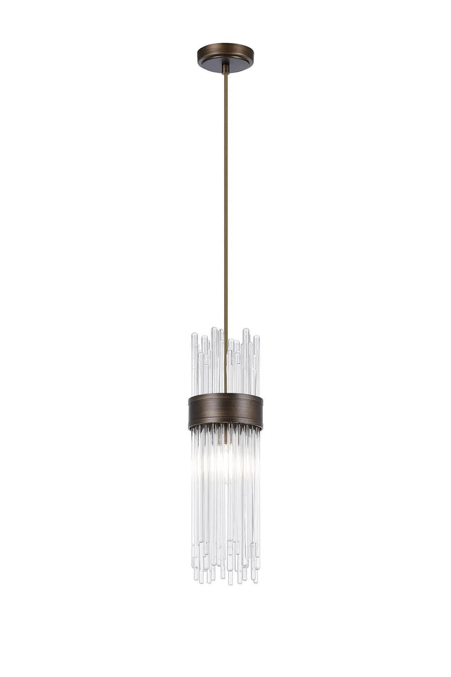 Charlton Single Pendant, 1 Light E14, IP44, Bronze/Clear