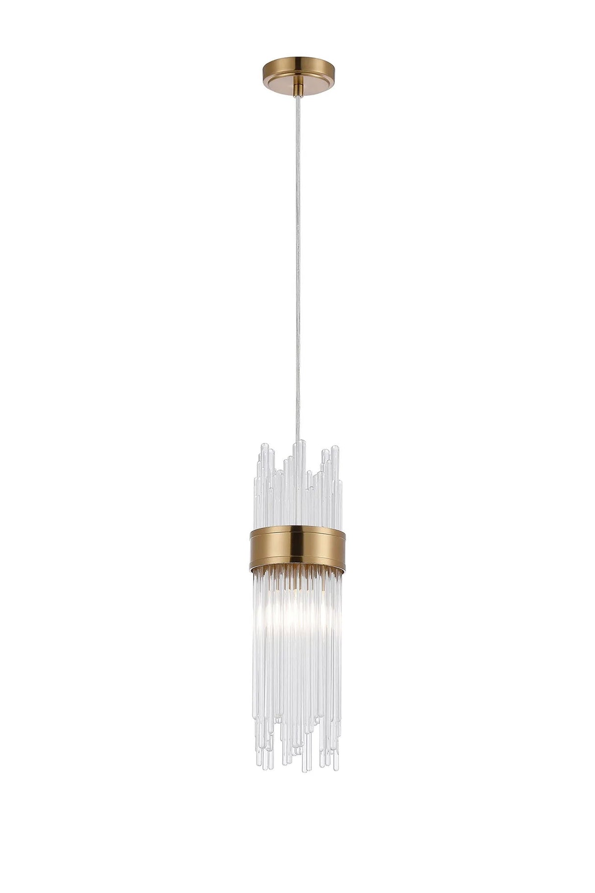 Charlton Single Pendant, 1 Light E14, IP44, Gold/Clear