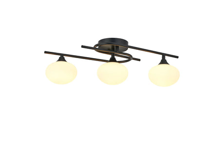 Cherry Flush Ceiling, 3 x G9, IP44, Satin Black/Opal Glass