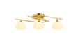 Cherry Flush Ceiling, 3 x G9, IP44, Satin Brass/Opal Glass