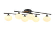 Cherry Flush Ceiling, 6 x G9, IP44, Satin Black/Opal Glass