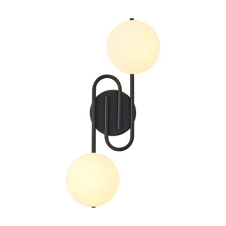 Cherry Wall/Flush Light, 2 x G9, IP44, Satin Black/Opal Glass