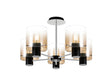 Chisholm Semi Flush Light, 5 x E27, Black/Amber Fade Glass