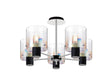 Chisholm Semi Flush Light, 5 x E27, Black/Iridescent Fade Glass