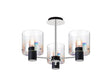 Chisholm Semi Flush Light, 3 x E27, Black/Iridescent Fade Glass