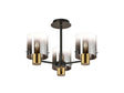 Chisholm 54cm Semi Flush Light, 3 x E27, Brass/Sand Black/Smoke Fade Glass