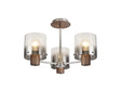 Chisholm Semi Flush Light, 3 x E27, Mocha/Smoke Fade Glass