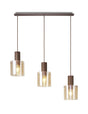 Chisholm Linear Pendant, 3 Light Adjustable E27, Mocha/Amber Glass