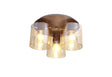 Chisholm Round Ceiling Flush, 3 Light Flush Fitting, Mocha/Amber Glass