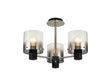 Chisholm Semi Flush Light, 3 x E27, Black/Smoke Fade Glass