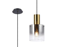 Chisholm 20cm Single Pendant, 1 Light Adjustable E27, Brass/Sand Black/Smoke Fade Glass