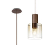 Chisholm Single Pendant, 1 Light Adjustable E27, Mocha/Amber Fade Glass