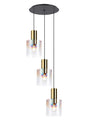 Chisholm 50cm Round Pendant, 3 Light Adjustable E27, Brass/Sand Black/Iridescent Fade Glass