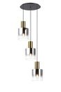Chisholm 50cm Round Pendant, 3 Light Adjustable E27, Brass/Sand Black/Smoke Fade Glass
