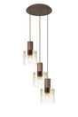 Chisholm Round Pendant, 3 Light Adjustable E27, Mocha/Amber Fade Glass